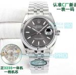 Clean Factory Swiss Clone Rolex Datejust 3235 Grey Dial Stainless Steel Watch 36mm 